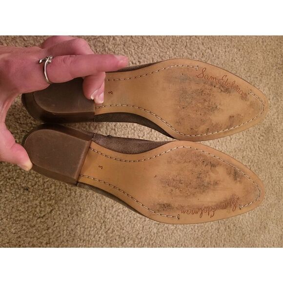 Sam Edelman Riveted Cutaway Leather Booties Taupe Women's 8 - Picture 5 of 6